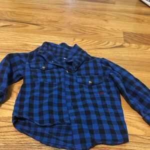 Stylish Kids Blue and Black Plaid Button Down Shirt